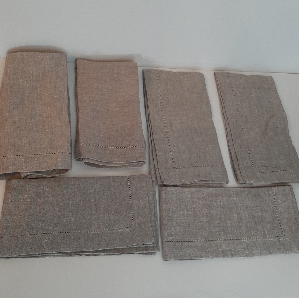 Pure Luxury Linen 100% Linen 6 Piece Napkin Set Various Size & Gray Shades